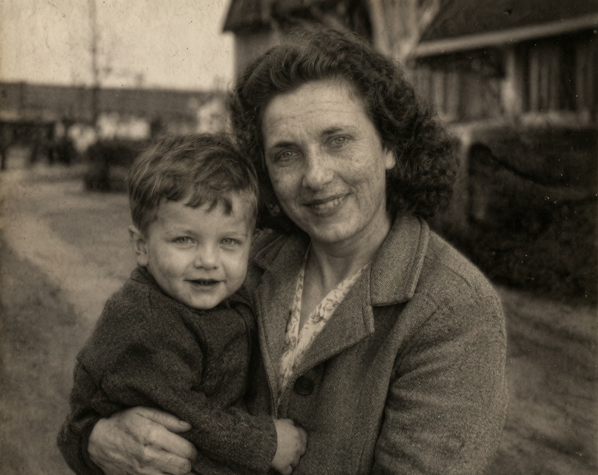Old family photograph after digital restoration
